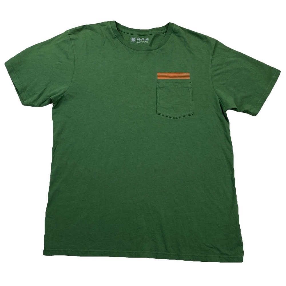 Mollusk Pocket T-Shirt Green USA Organic Cotton Men's Large
